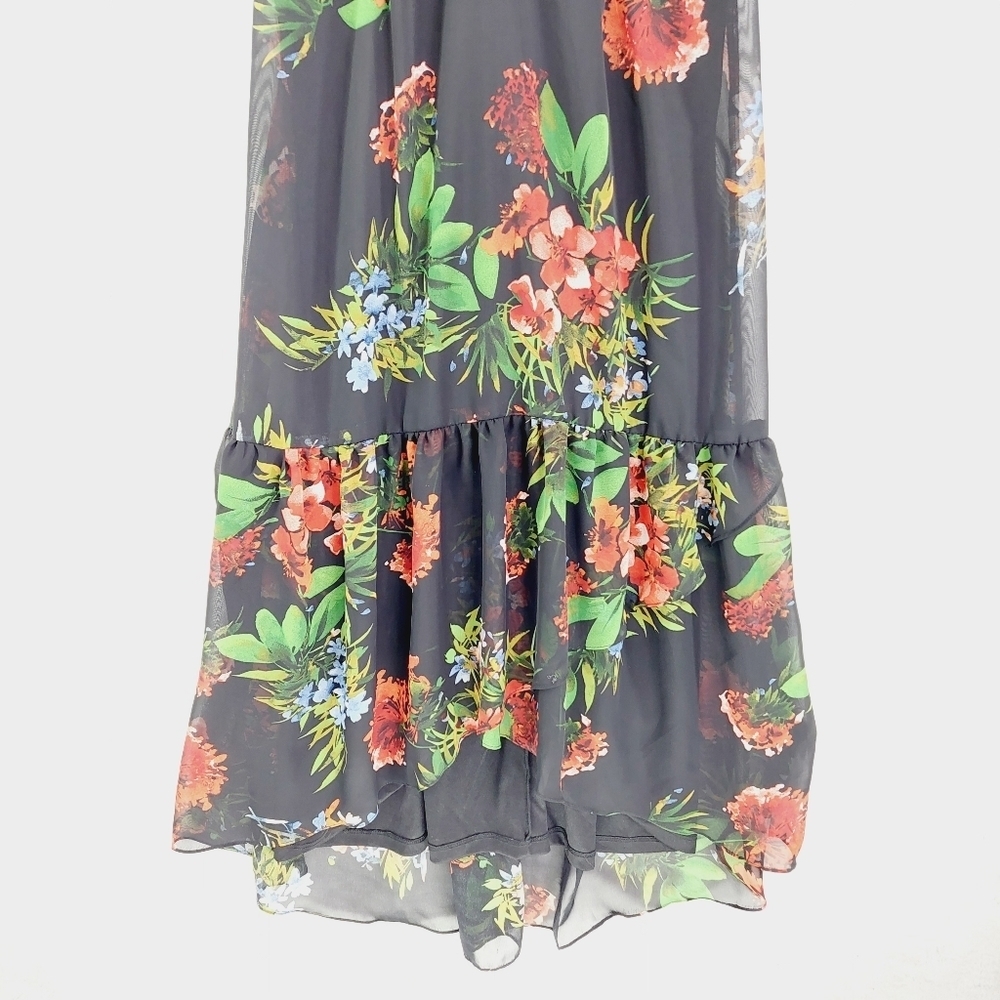 Julia Jordan V-Neck Floral Print Short Flutter Sleeve High-Low Maxi Dress P5105 - Picture 3 of 8